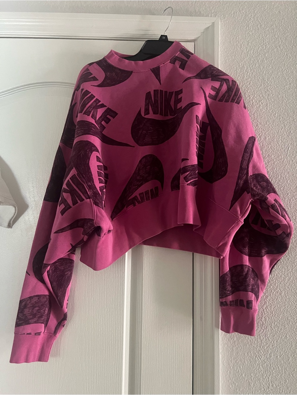 Nike Magenta Cropped Logo Sweatshirt